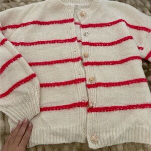 Cozy Striped Pink Button-Up Sweater